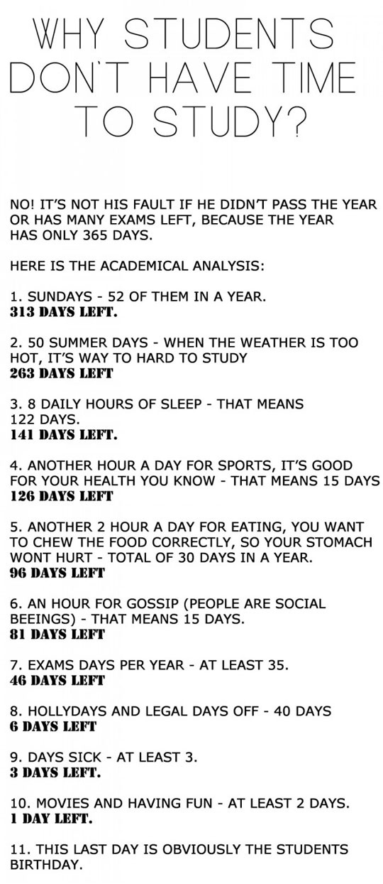 Why Students Don't Have Time To Study - Funny pictures